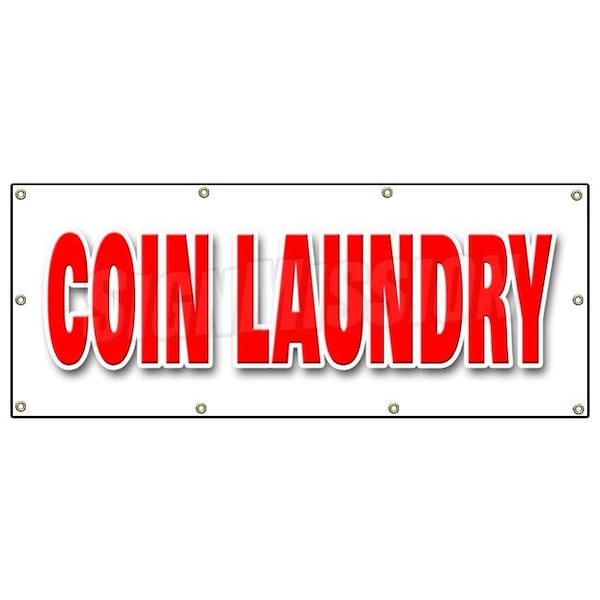 COIN LAUNDRY BANNER SIGN wash fold washing machines dry cleaning